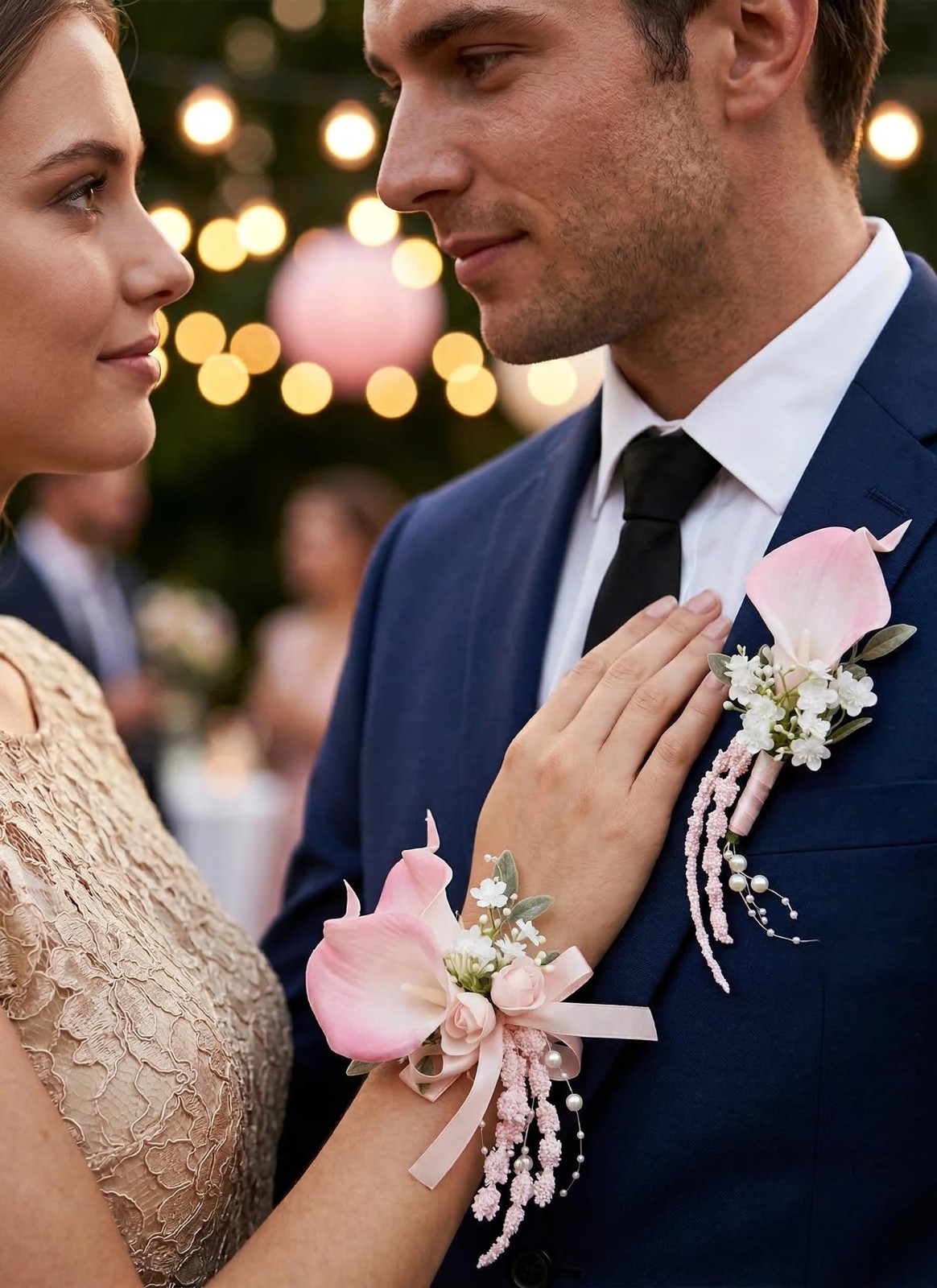 Pink Boutonniere and Corsage Set, Boutonniere Wrist Corsages Kit for Wedding …