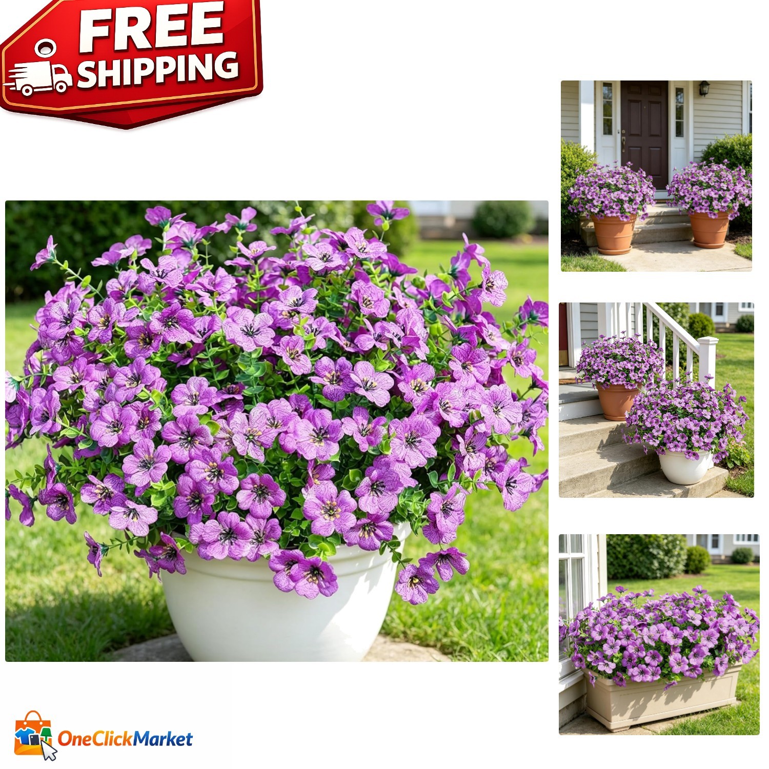 Lifelike 9-Pack Purple Faux Flowers – Weatherproof Decor for Indoors & Outdoors