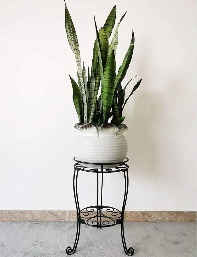 Heavy Duty Metal Plant Stand 11.8″ Indoor Outdoor Flower Pot Rack Black 18.9″
