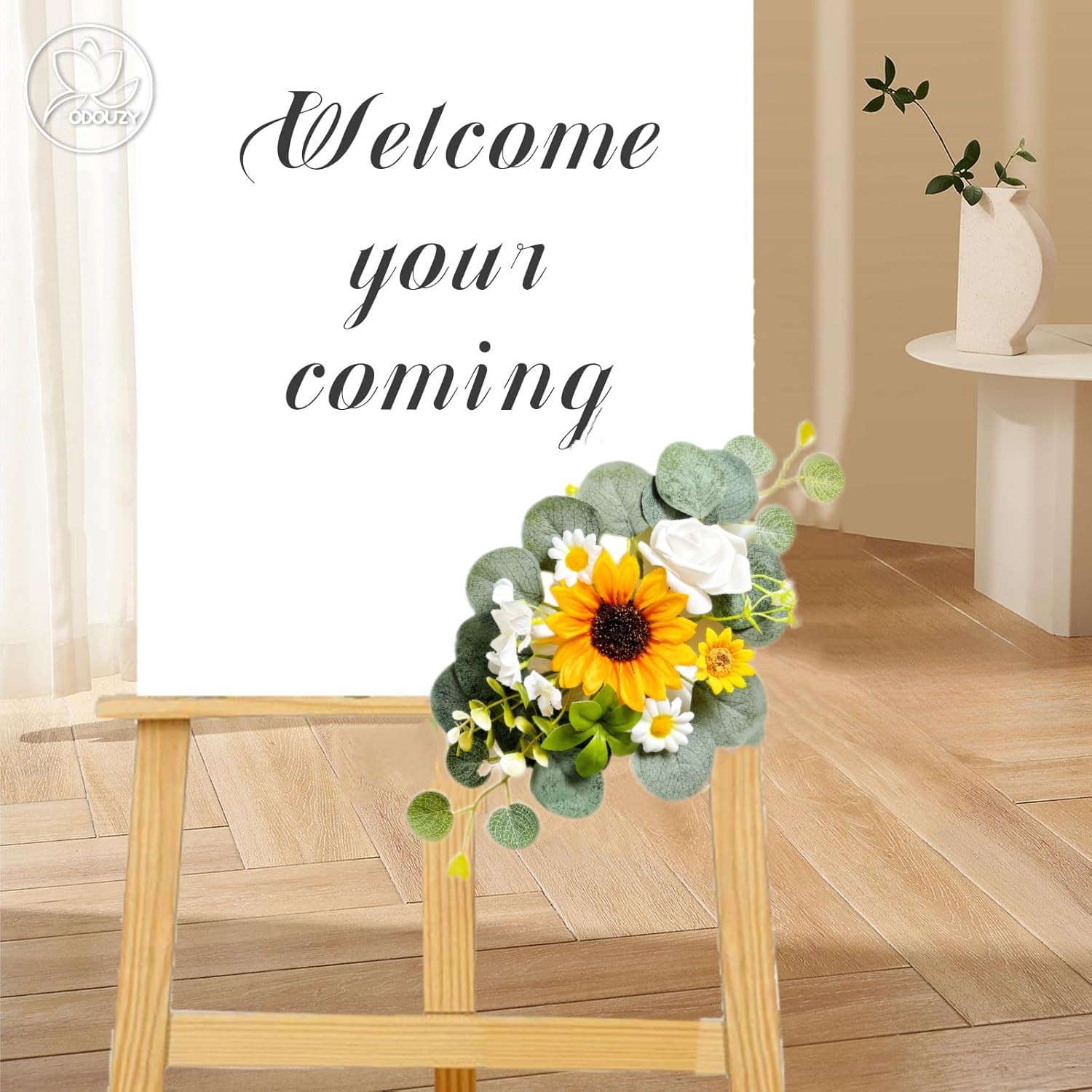 Odouzy Artificial Wedding Arch Flowers for Wedding Sign,Set of 2 for Welcome …