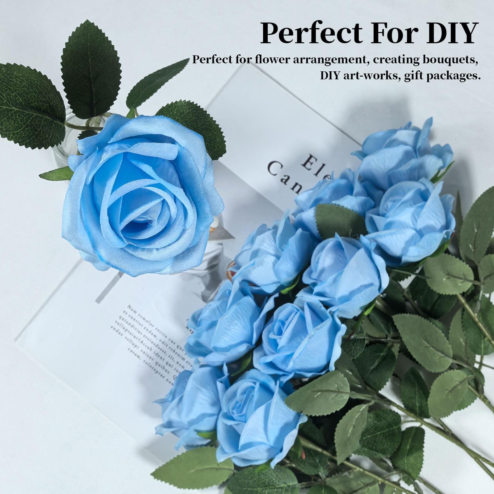 10 PCS Artificial Roses with Long Stems Silk Flowers Realistic Foam Flowers F…