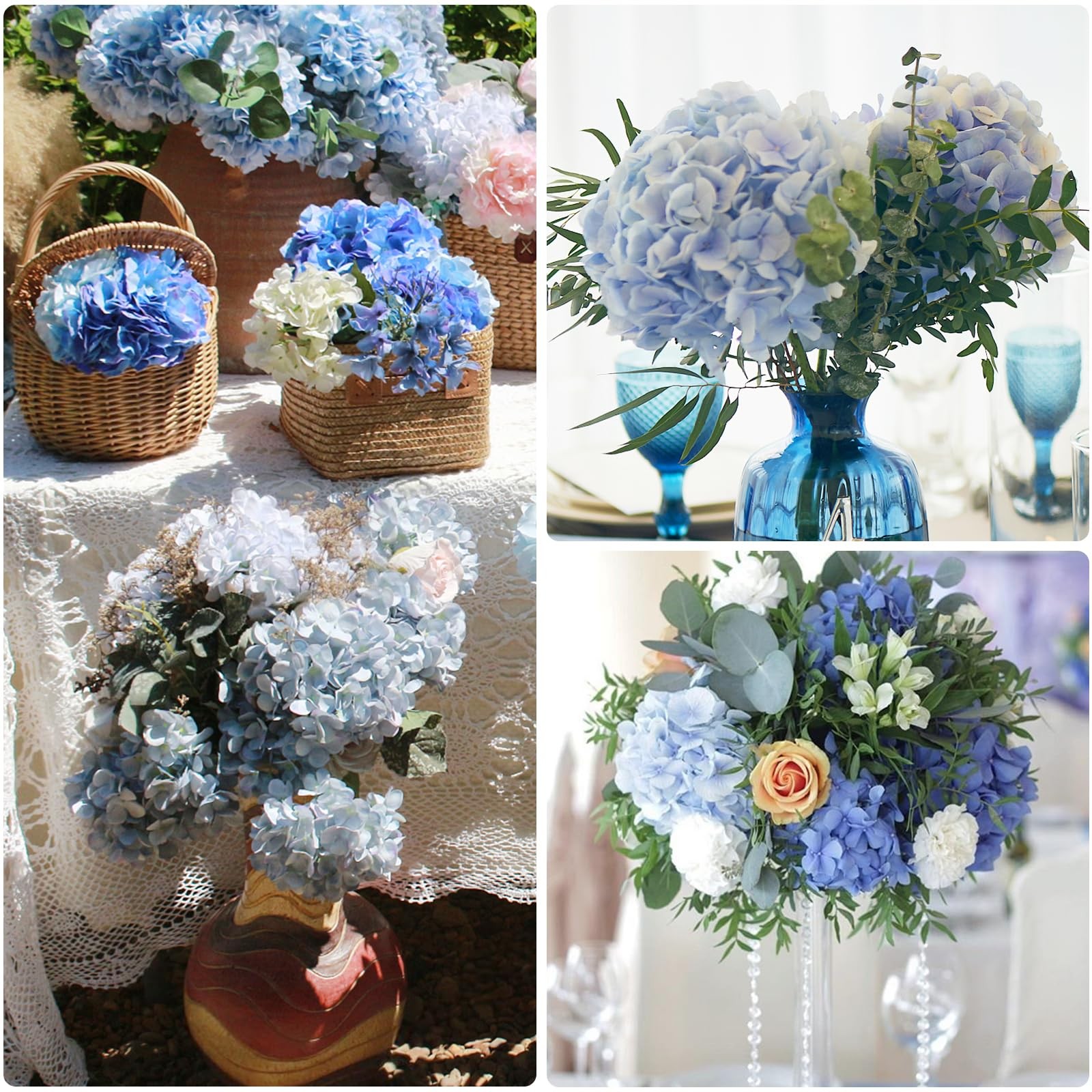 3Pcs 21in Hydrangea Artificial Flowers, Latex Real Touch Hydrangeas Lifelike …