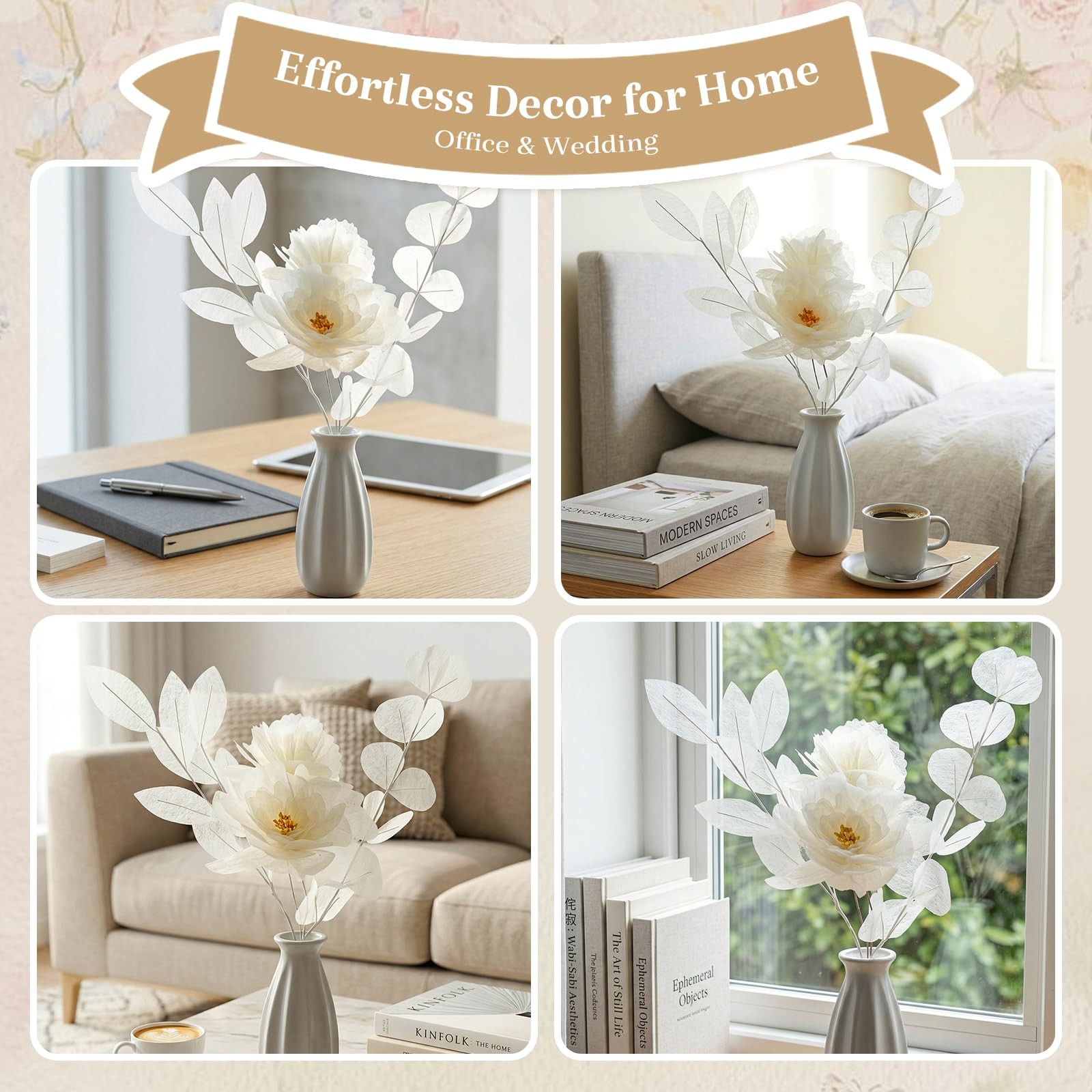 Handmade Cotton Artificial Flowers, Faux Wildflowers with Bendable Stems for …