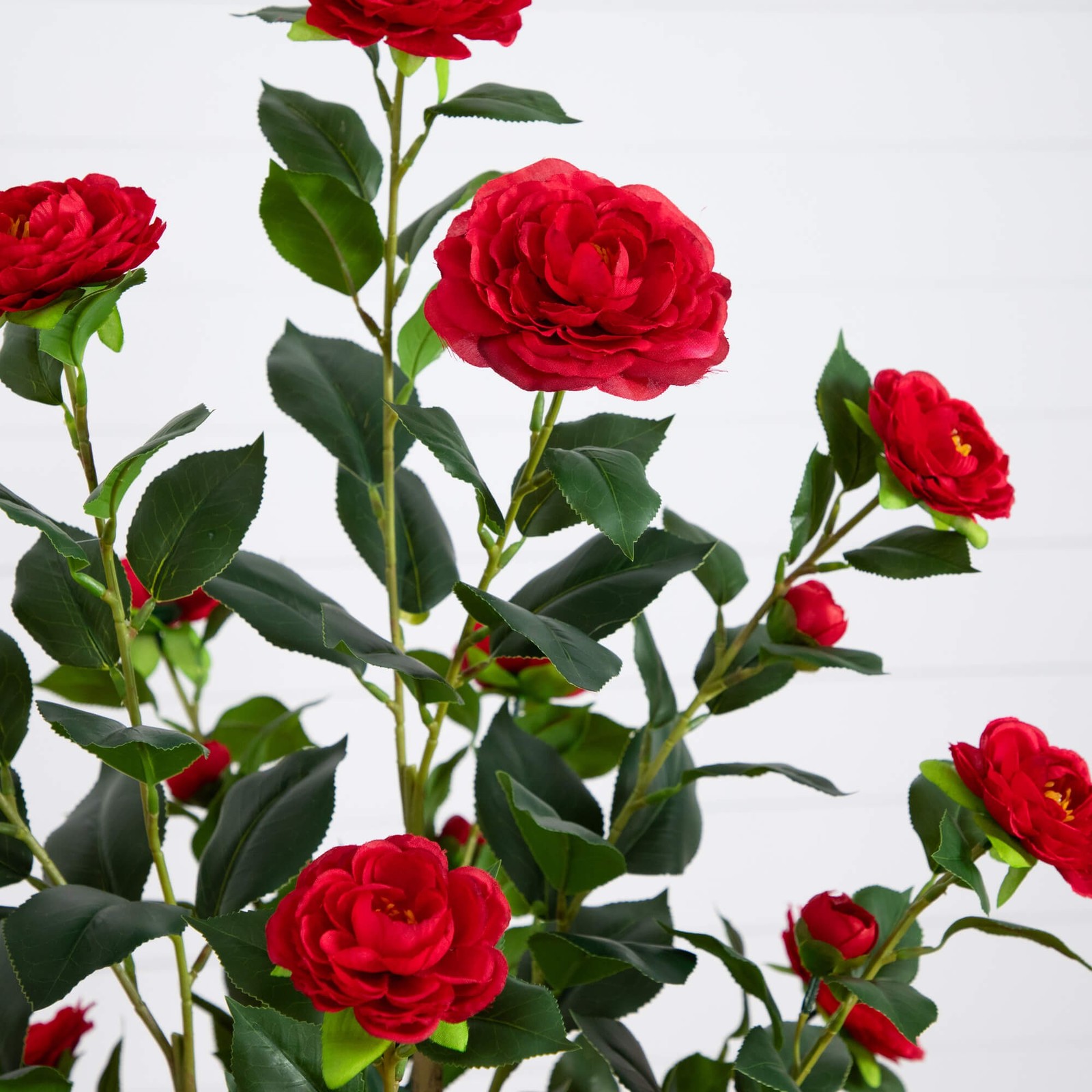 Nearly Natural 5ft Artificial Red Camellia Rose Tree in Red