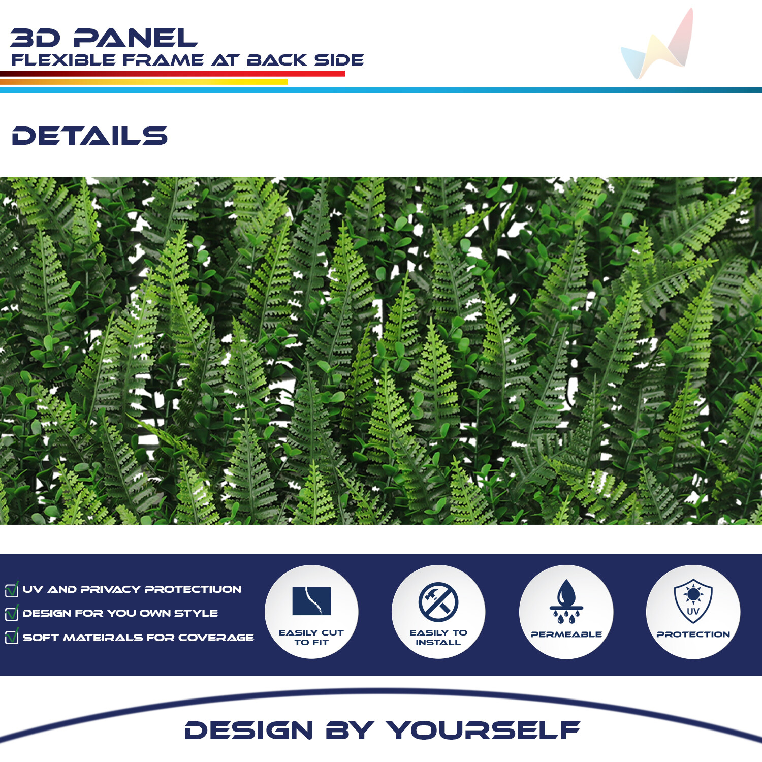 20″x20″ Artificial Faux 3D Mix Leaves Privacy Fence Screen Decor Mats Hedge #10
