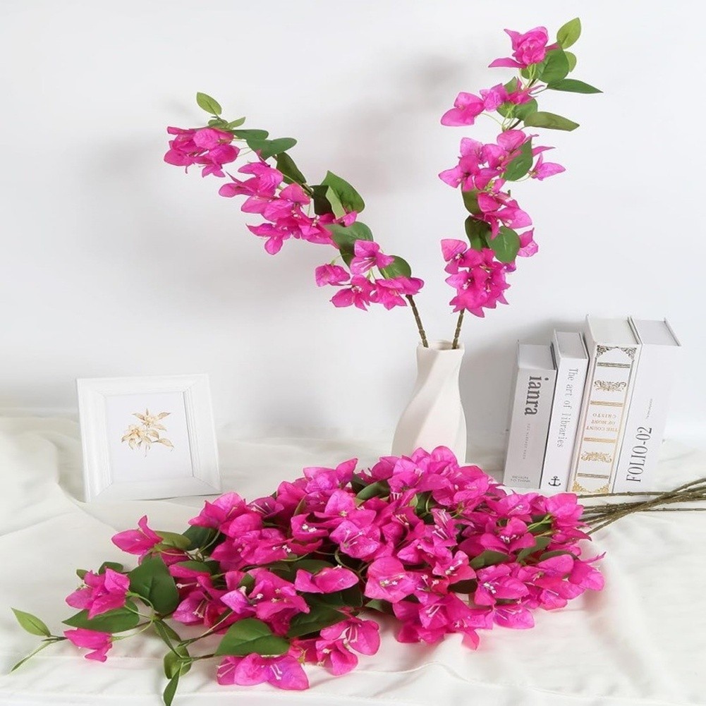 Silk Flower Stem Bougainvillea Branch Lifelike Texture Low Maintenance