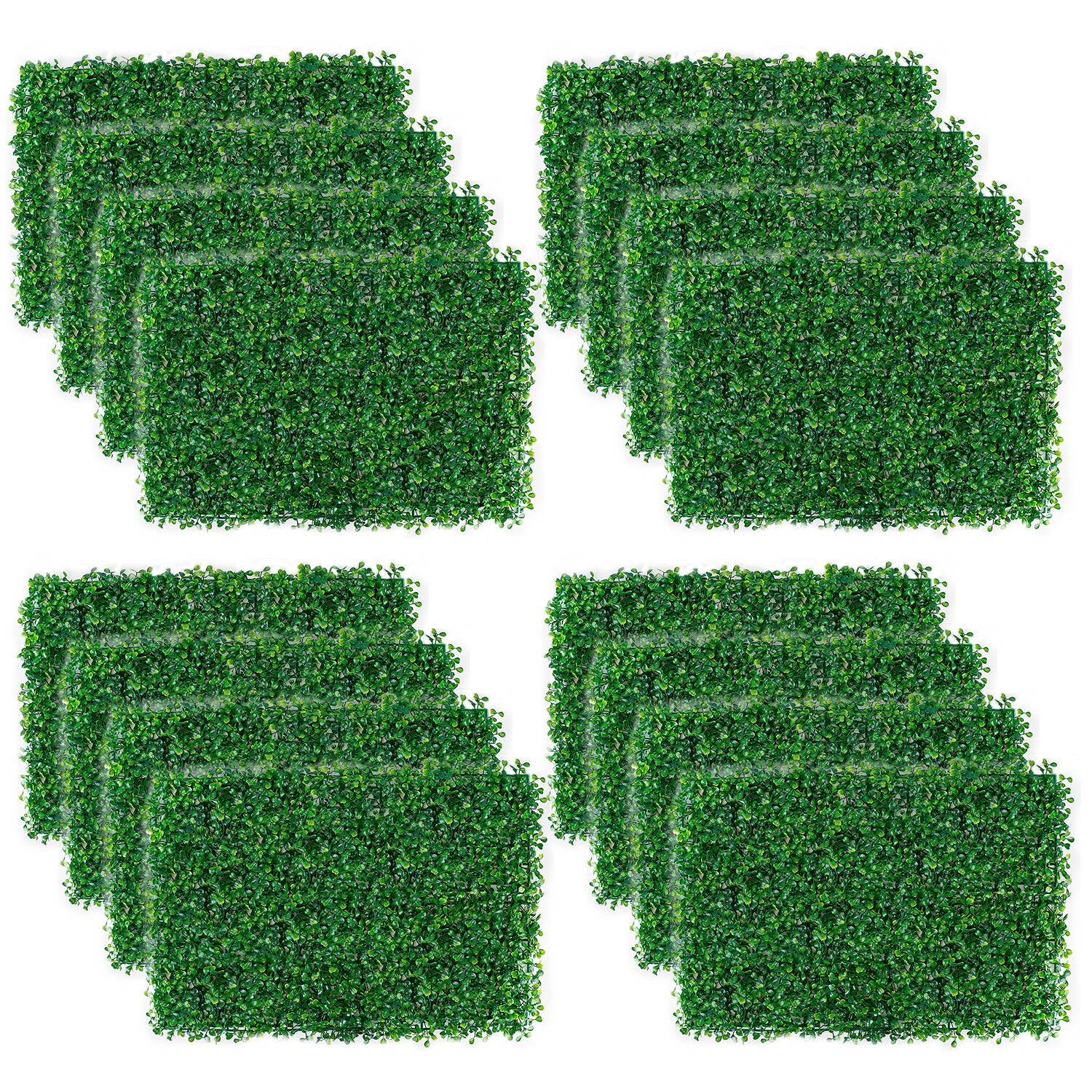 12/24 Pcs Artificial Plant Boxwood Mat Fence Hedge Fake Grass Decor 23.6×15.75in