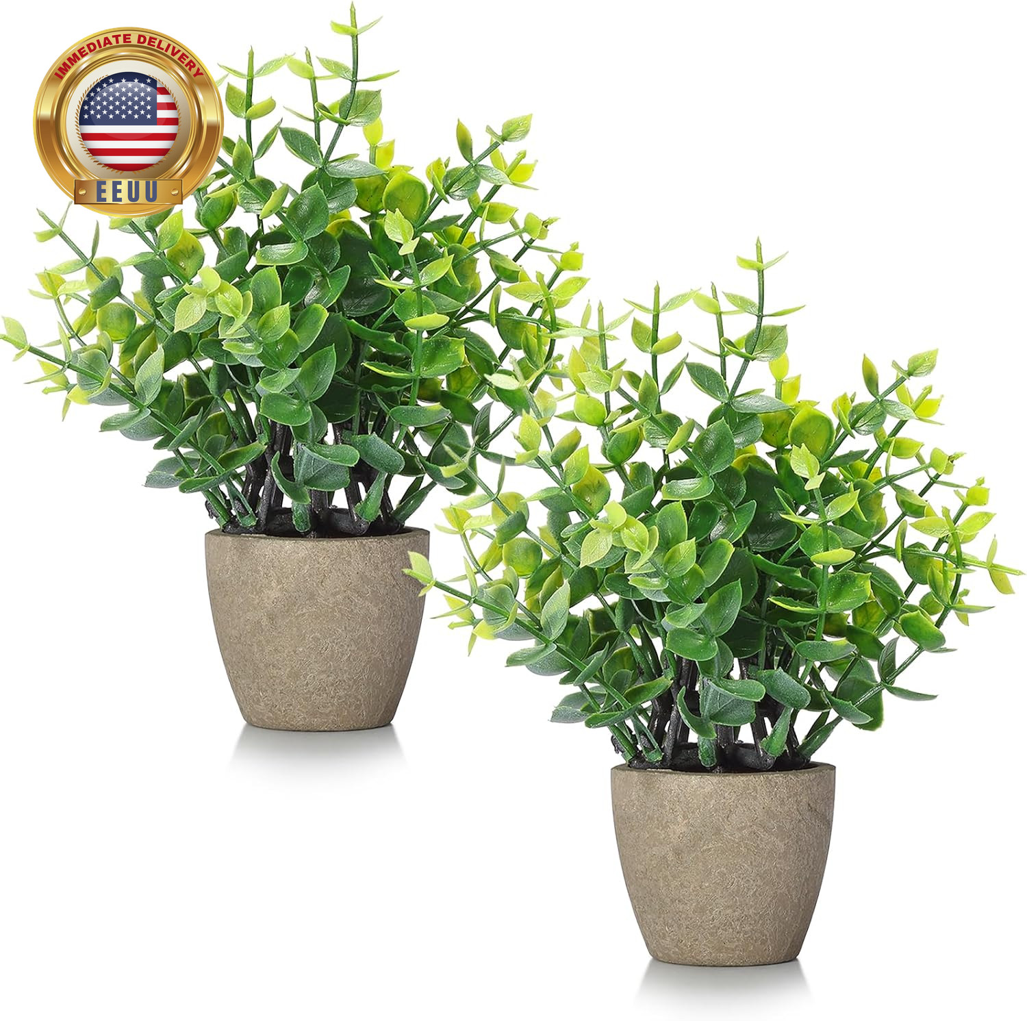 2 Pack Fake Plants Ceramic Mini Artificial Greenery Potted Plants for Home Decor