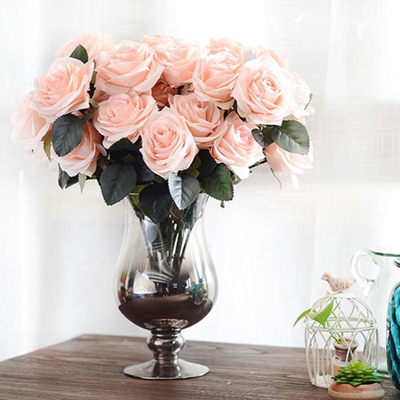10 Heads Artificial Rose Flower Big Bouquet For Wedding Ornament Home Decor NEW