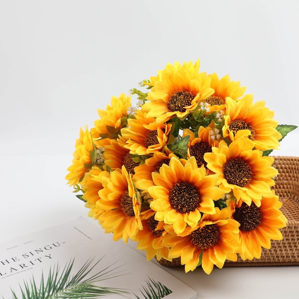 Silk Sunflower Bouquet 38cm 30cm 31cm for Wedding Home Decor Photography Props