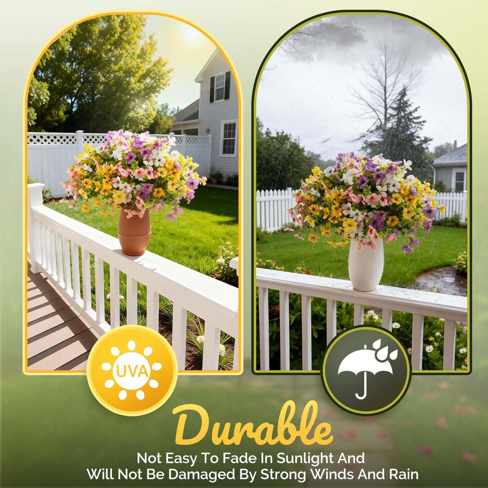 12 Bundles Outdoor Artificial Flowers for Home Decoration,Mixed Realistic Pla…