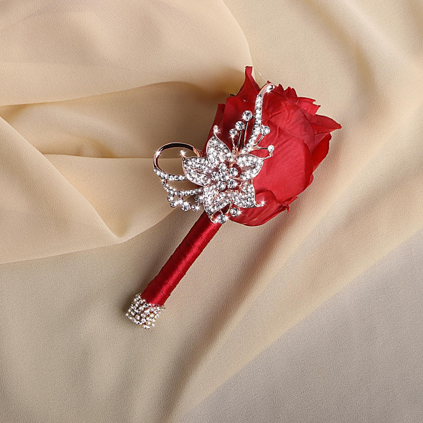 Bling Boutonniere for Men Wedding Pocket Boutonniere with Pins for Groomsmen …