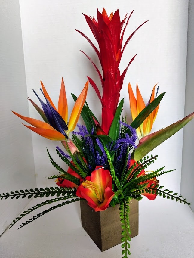 Artificial tropical floral arrangement