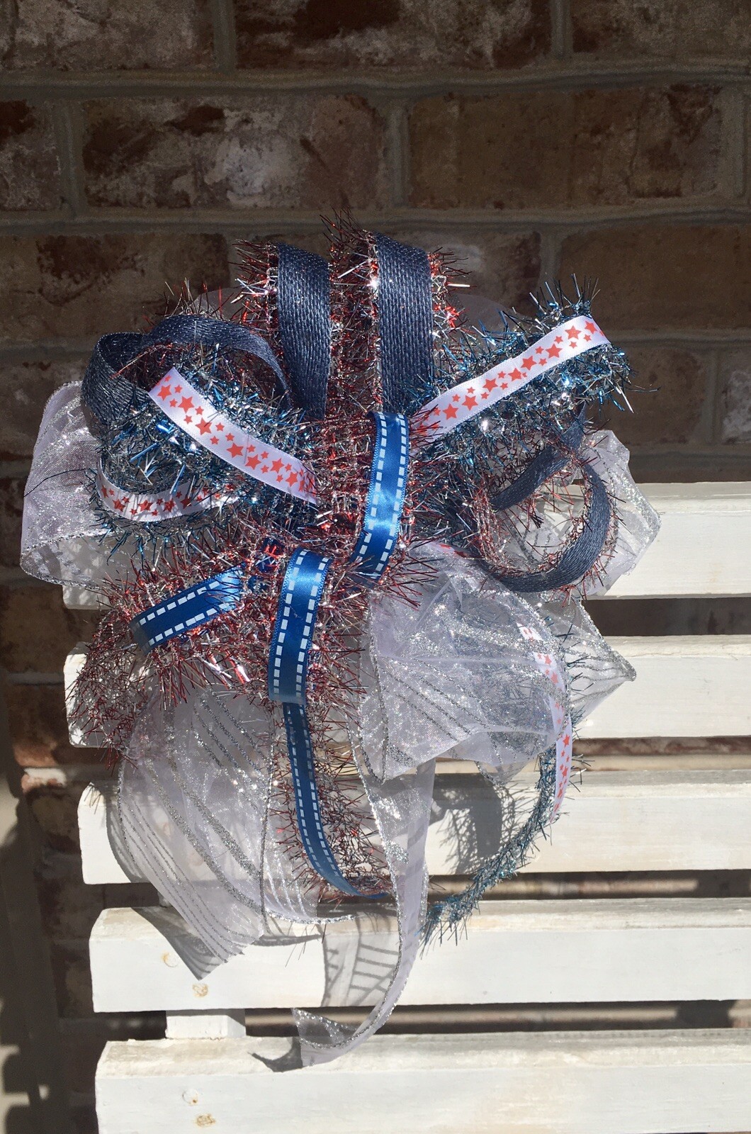 American / 4th Of July Bow For Wreath , Lantern Or Any Decor / Handmade