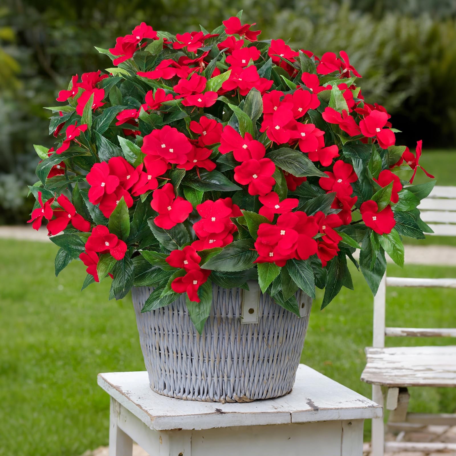 5 Pcs Artificial Flowers for Outdoors Silk Impatiens Flowers Bouquet Decorati…