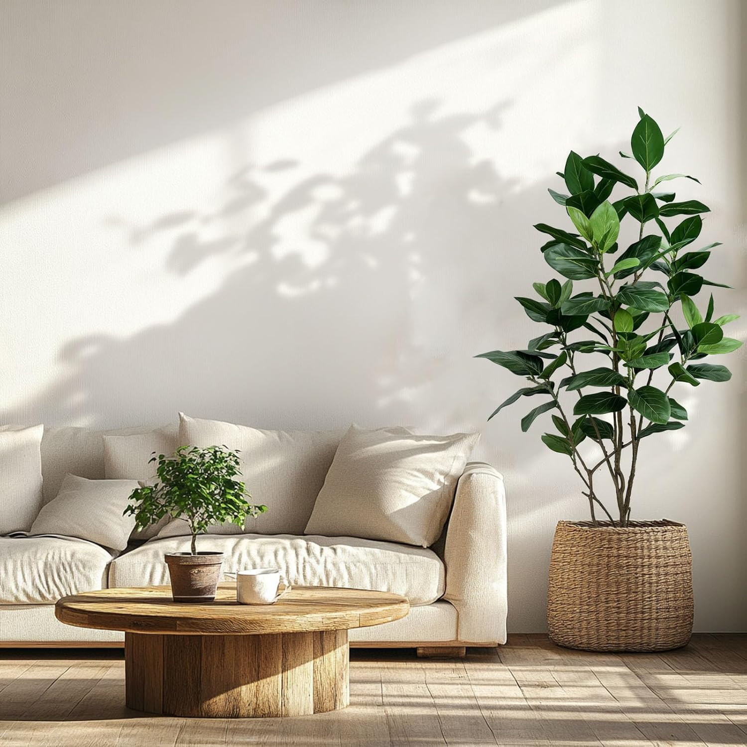 5Ft Realistic Ficus Altissima Tree with White Planter for Home Decor