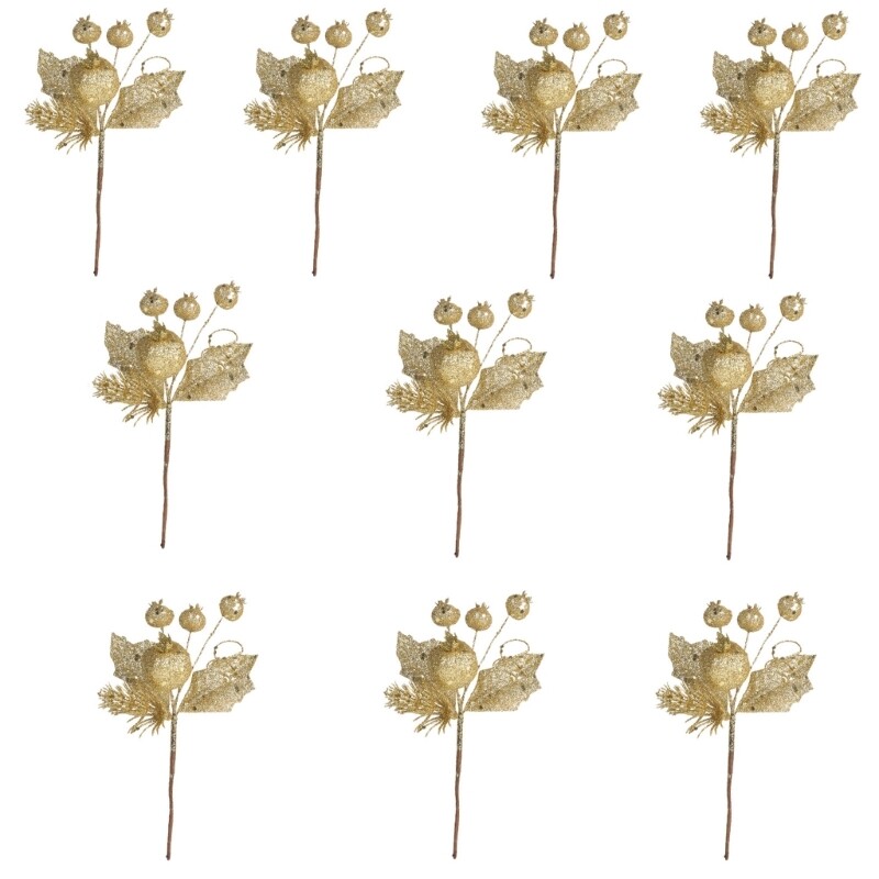 Decorative Gold Berries Sparkling Branch for Christmas Tree Vase Fillers