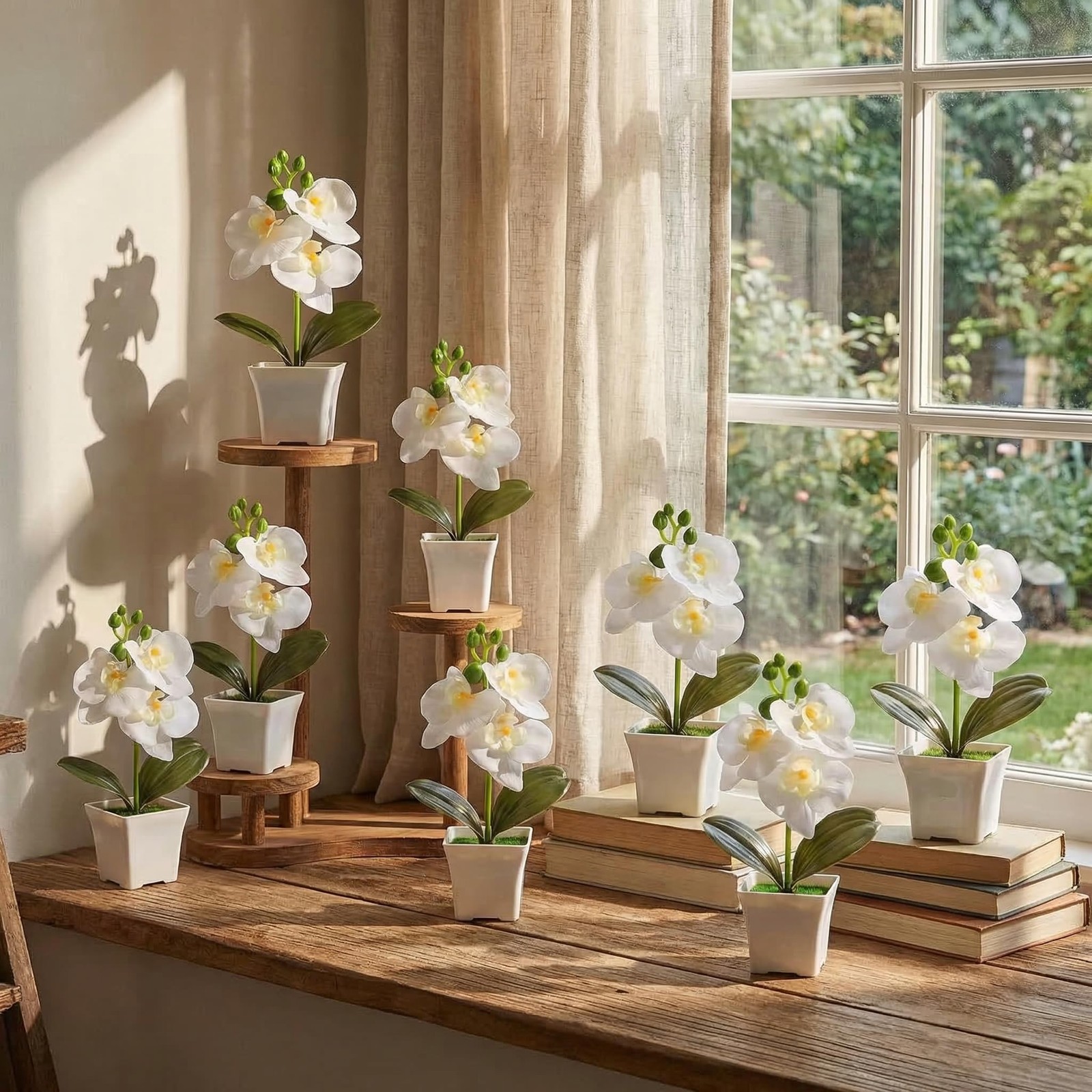 10 Set Artificial Orchid Flowers 7.48 Inches Potted Flowers Fake Orchids with…