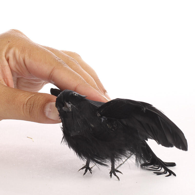 Package of 6 Flying Artificial 4-1/2″ Tall Crow Black Feathered Birds