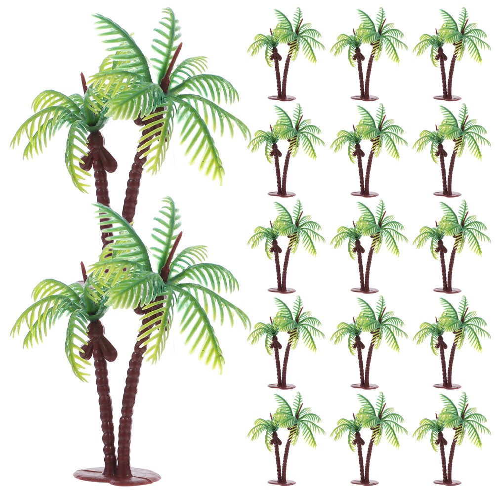 36 Pcs Mini Coconut Tree Miniature Plants Artificial Fake Tiny Trees