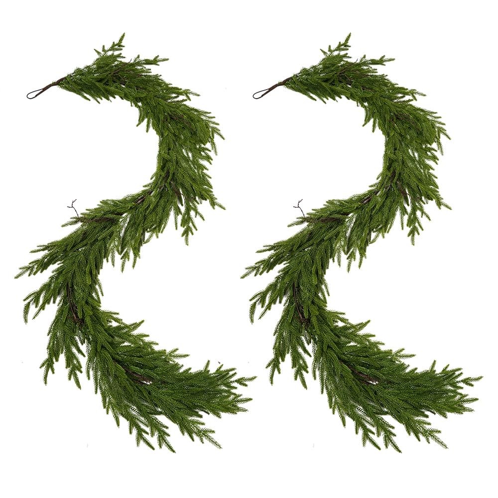 Norfolk Pine Garland,2Pcs 6ft Real Touch Norfolk Pine Garland Realistic Artif…