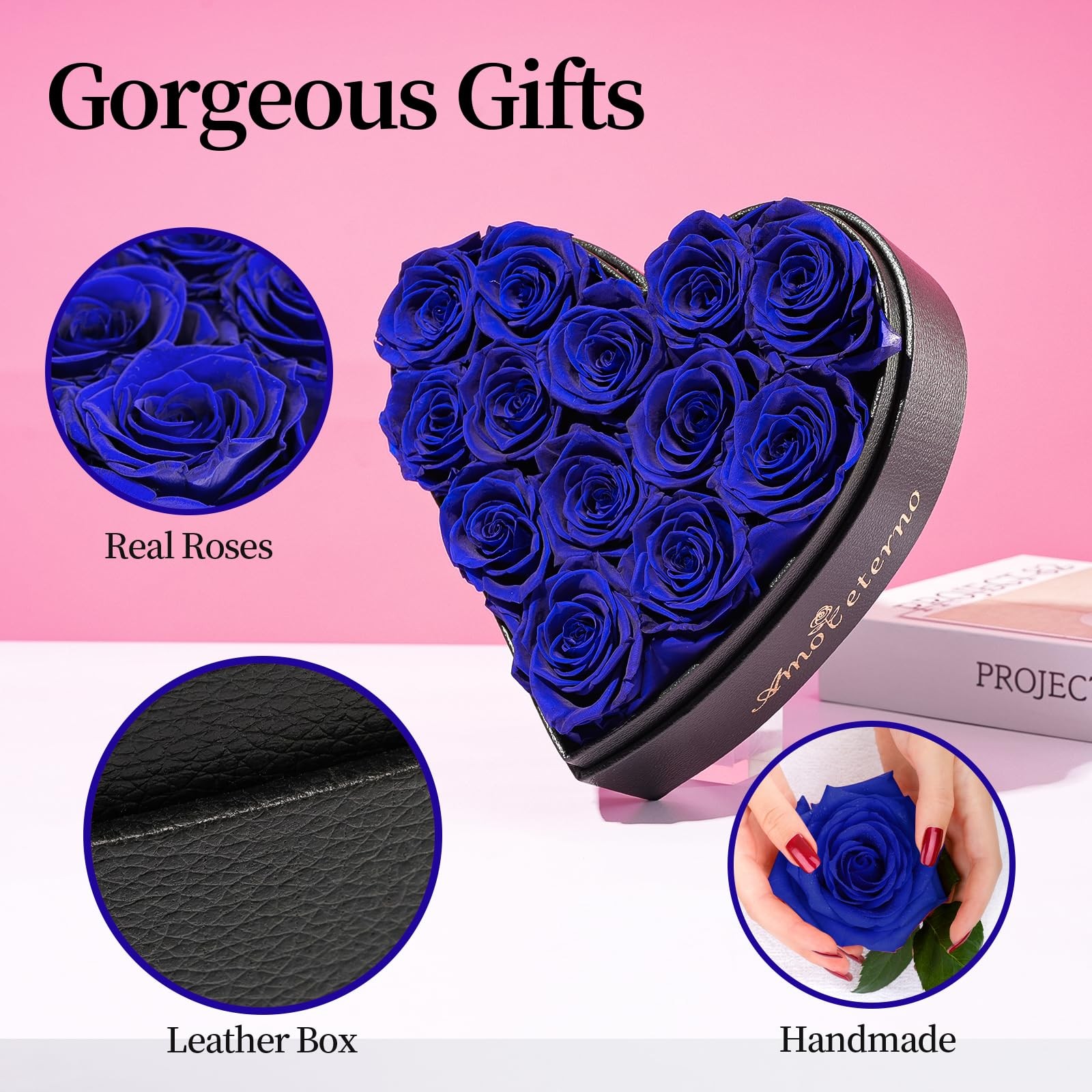 Blue Forever Rose In A Box Fresh Flowers Preserved Birthday Gifts For Her