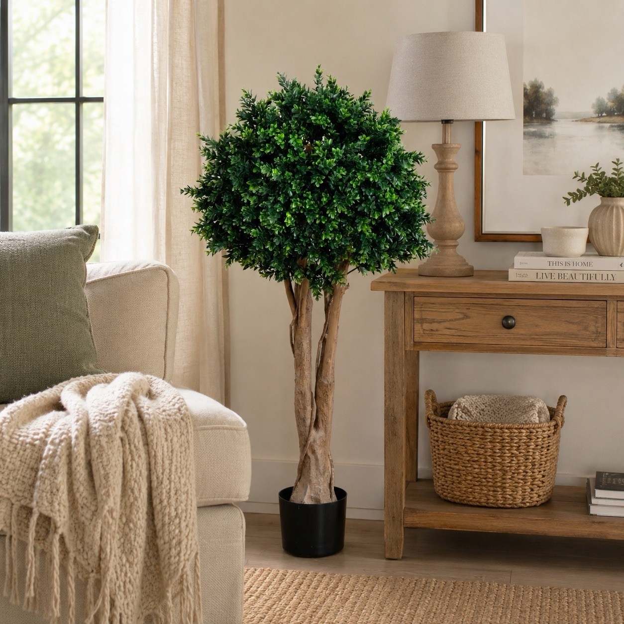 46” Boxwood Artificial Topiary Tree UV Resistant (Indoor/Outdoor)