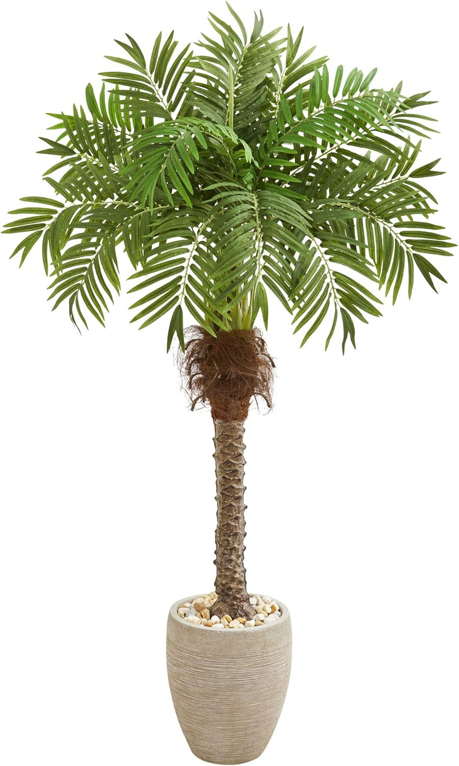 Lifelike 63″ Robellini Palm Artificial Tree in Elegant Sandstone Planter
