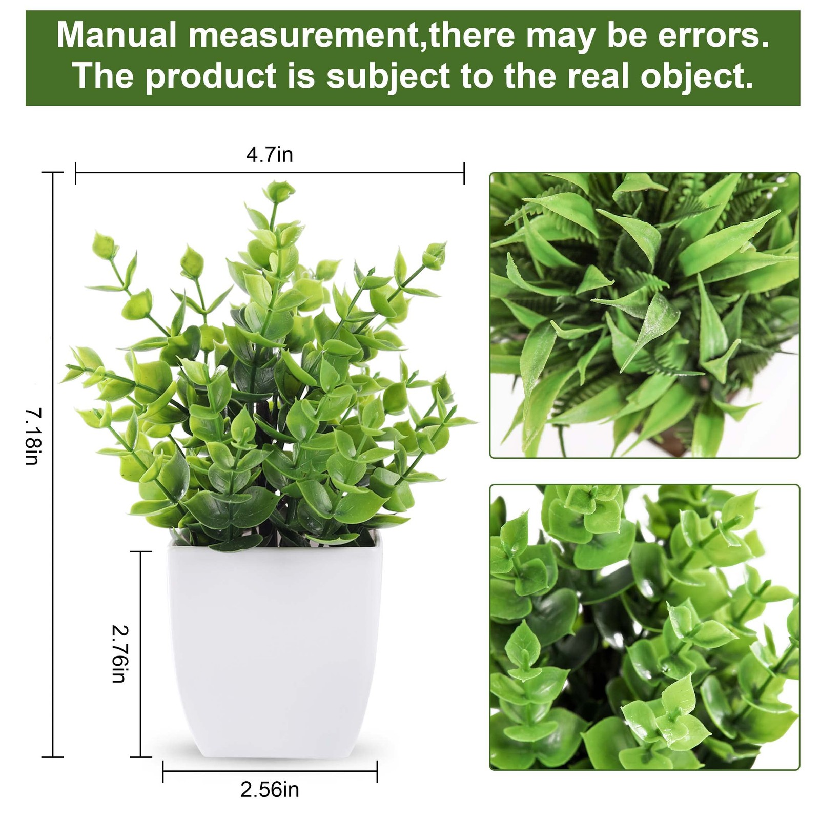 Der Rose 2 Pack Small Fake Plants Mini Artificial Potted Plants for Table Desk