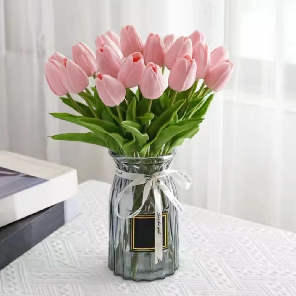 10PCS Real Touch Artificial Tulip Flowers PU Faux Tulip Stems Home Decor