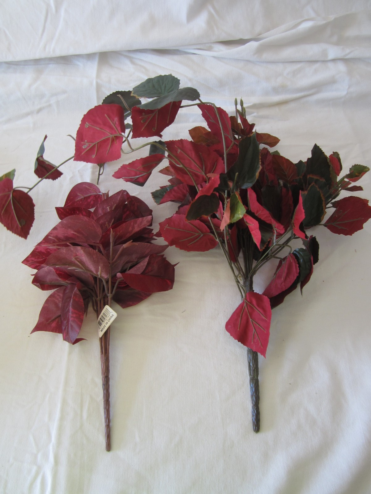 Lot of RED & GREEN Artificial Floral BUSH LEAVES Tree Branches Greenery Decor