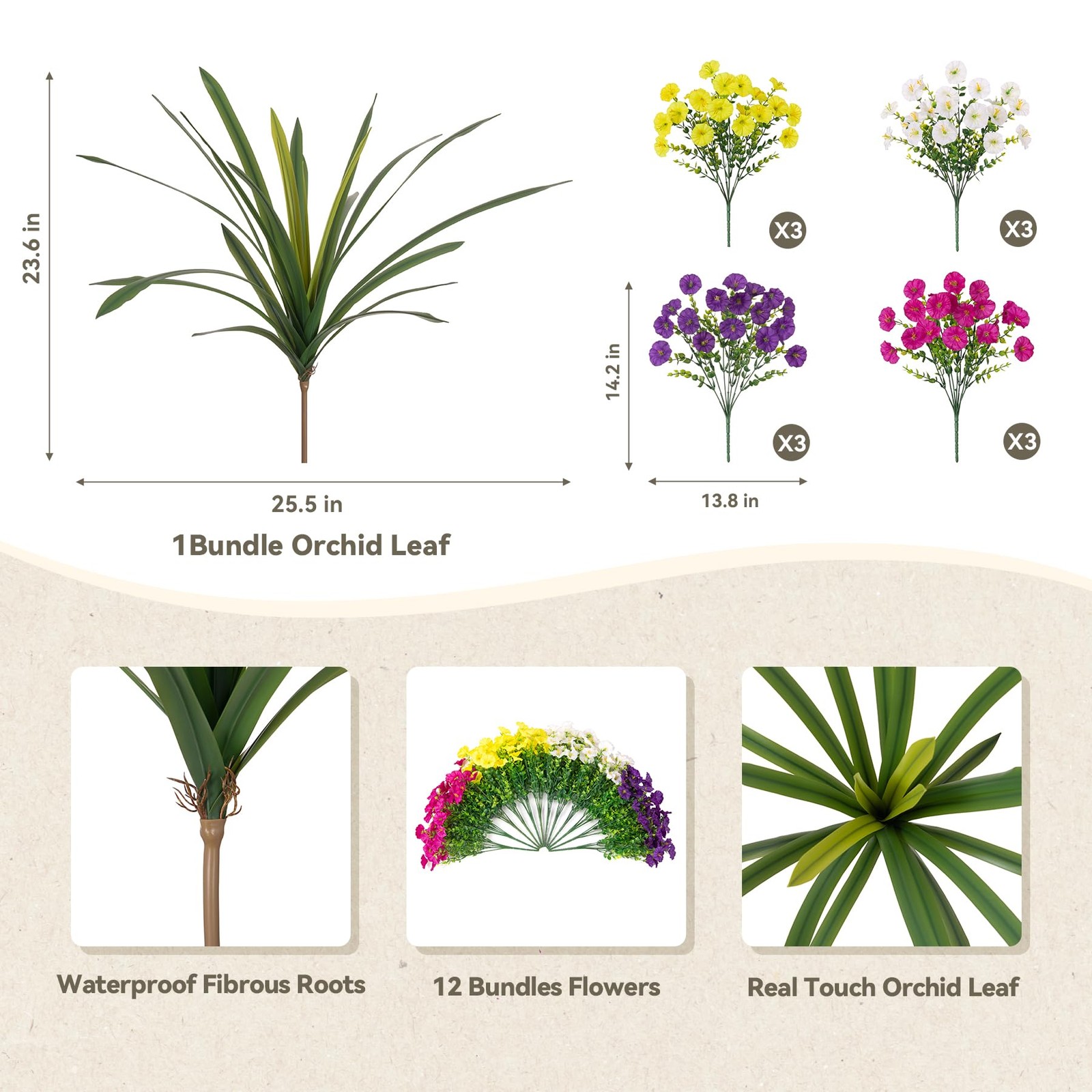 Artificial Flowers for Outdoors Fake Plants Outside, 12 Bundles Silk Morning …