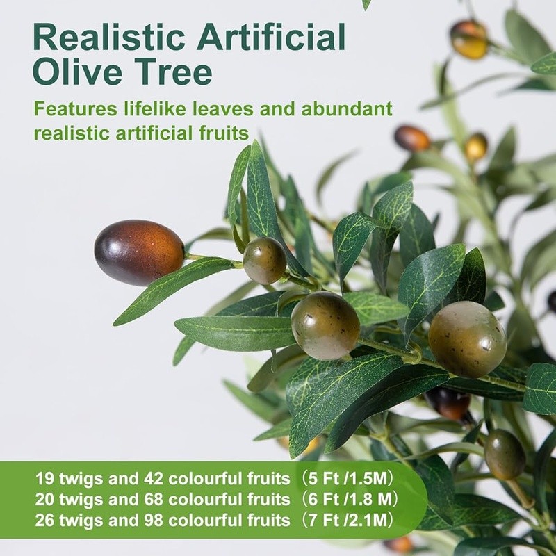 Artificial Olive Tree Indoor Plant W/ Moss Fairy Lights Low Maintenance Decor US