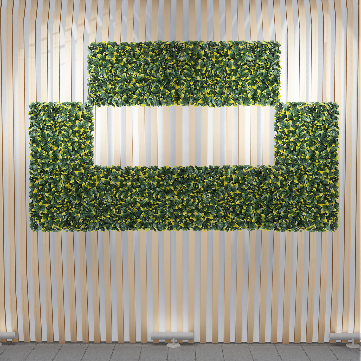 20in Artificial Yellow Photinia Mat Wall Hedge Decor Privacy Fence Panel Grass