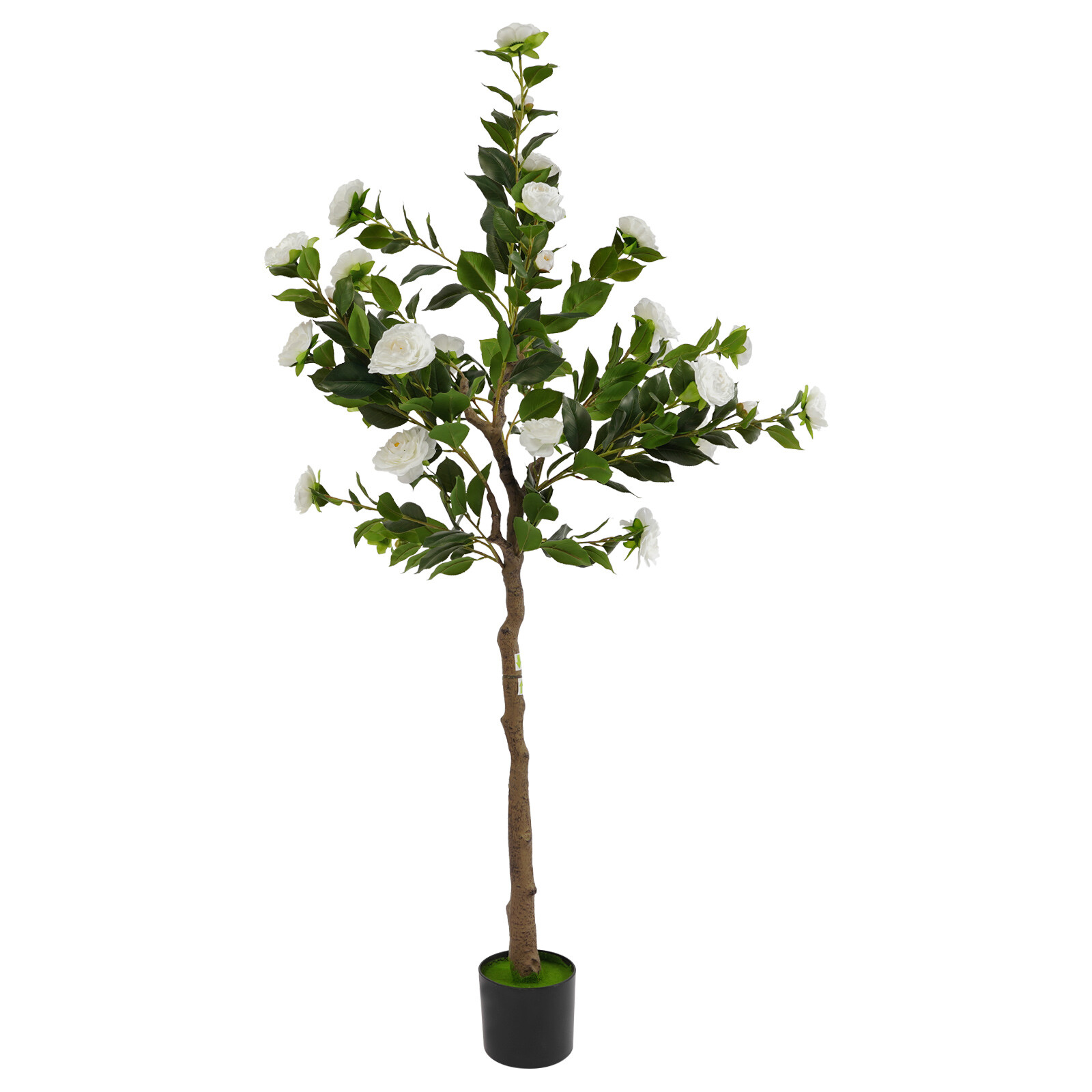 150CM Camellia Plant in Pot with White Flowers White Artificial Camellia Trees