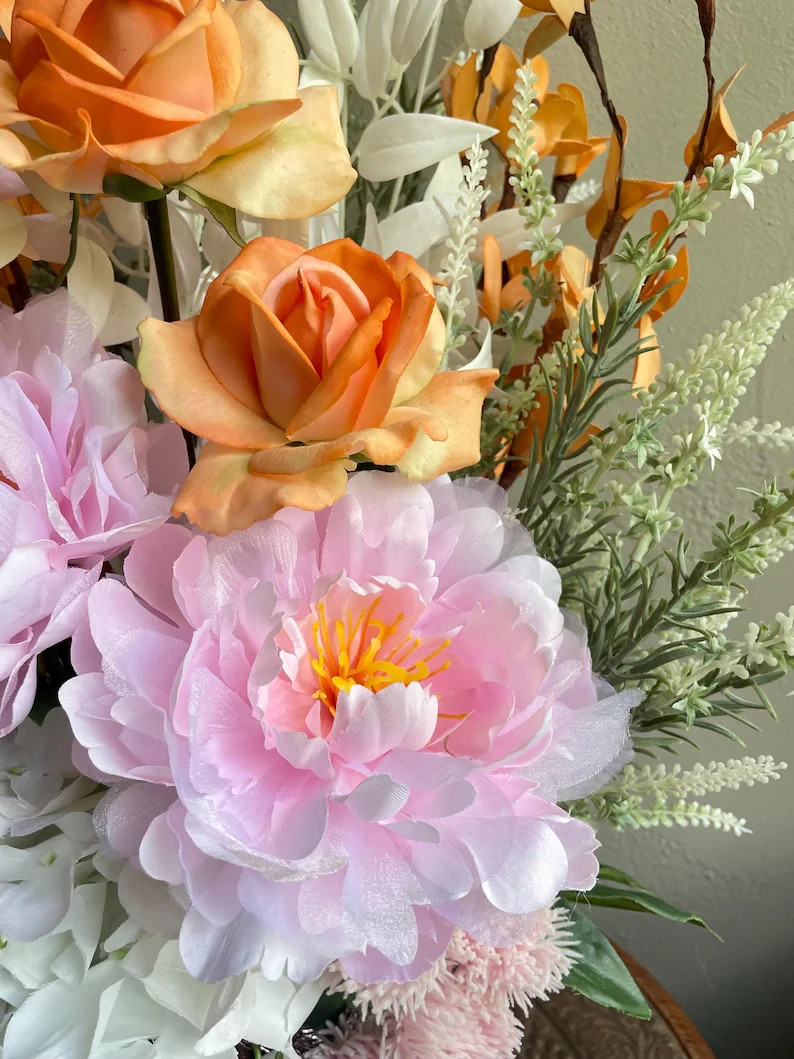 Chic Pink Orange Centerpiece Home Decor Living Dining Room Bedroom Accent