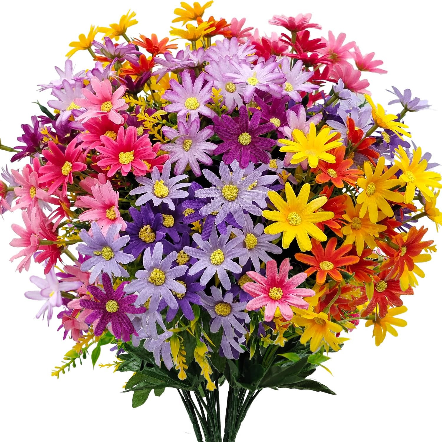 8 Bundles Artificial Daisy Flowers for Outdoors UV Resistant Faux Silk Colorf…
