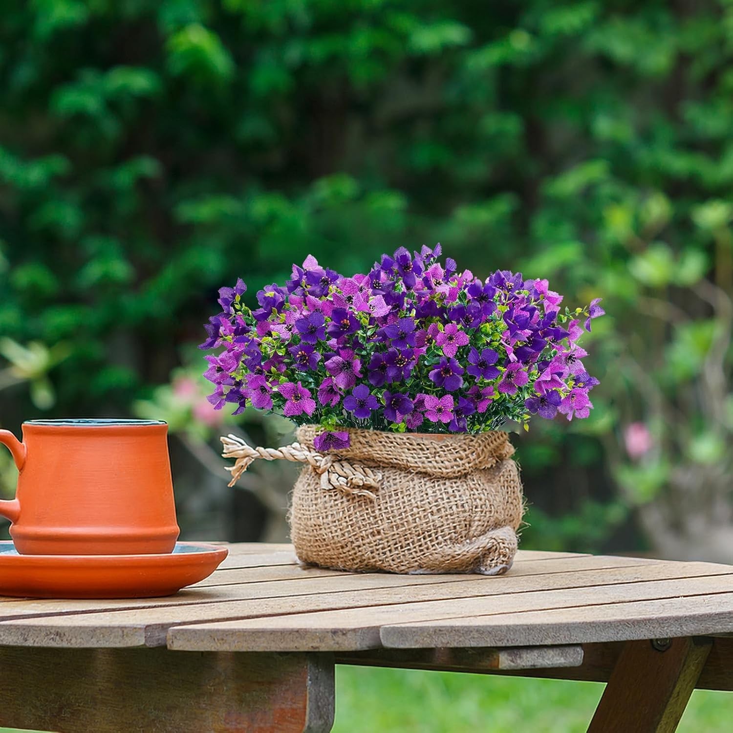 INXUGAO Artificial Faux Plants Flowers Outdoor Spring Summer Decoration, 12 B…