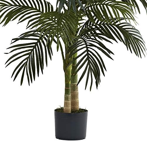 Nearly Natural 4ft Golden Cane Palm, Double Stalk Artificial Tree With Lush R…