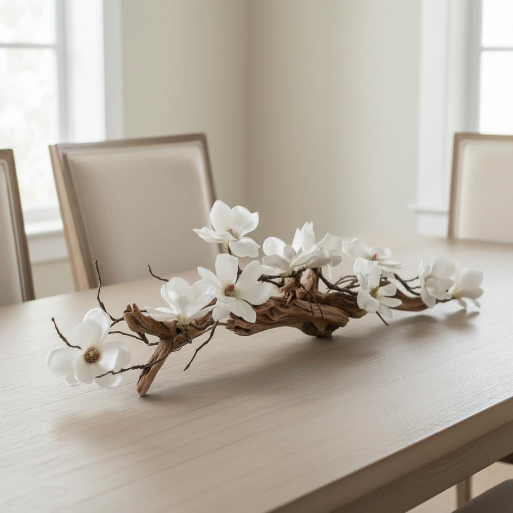 Magnolia Vine Driftwood Centerpiece – Spring Home Decor & Gift for Mom