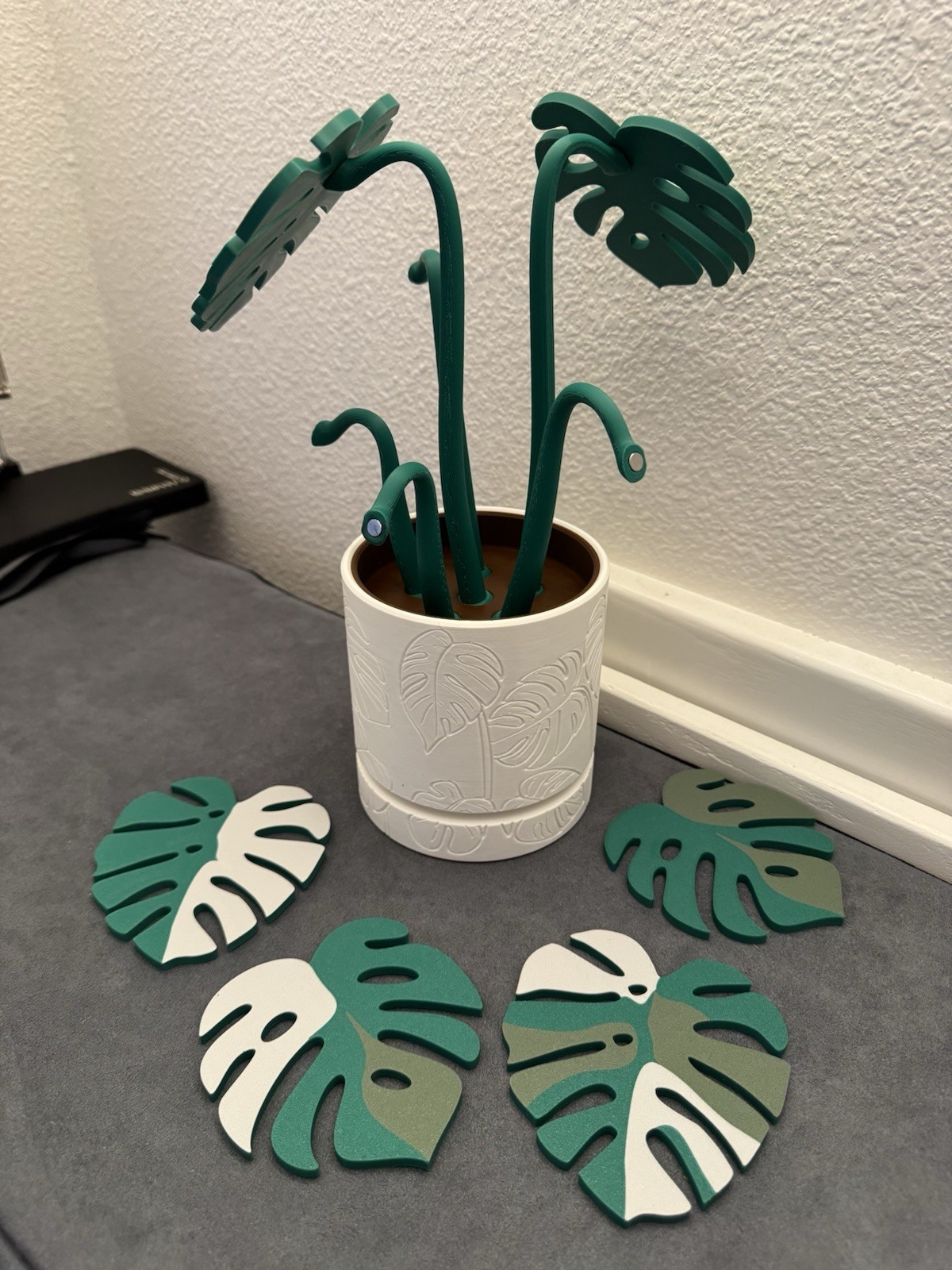 3D Printed- Monstera Coasters Plant with Pot