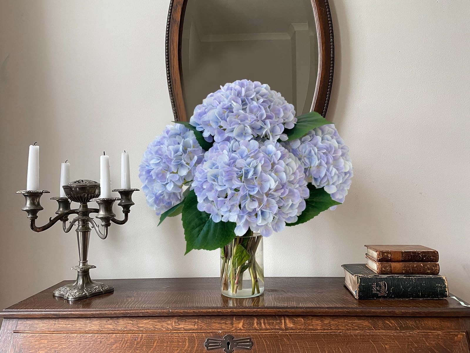 YalzoneMet 4Pcs Light Purple Silk Hydrangea Artificial Flower Lifelike Big Bl…