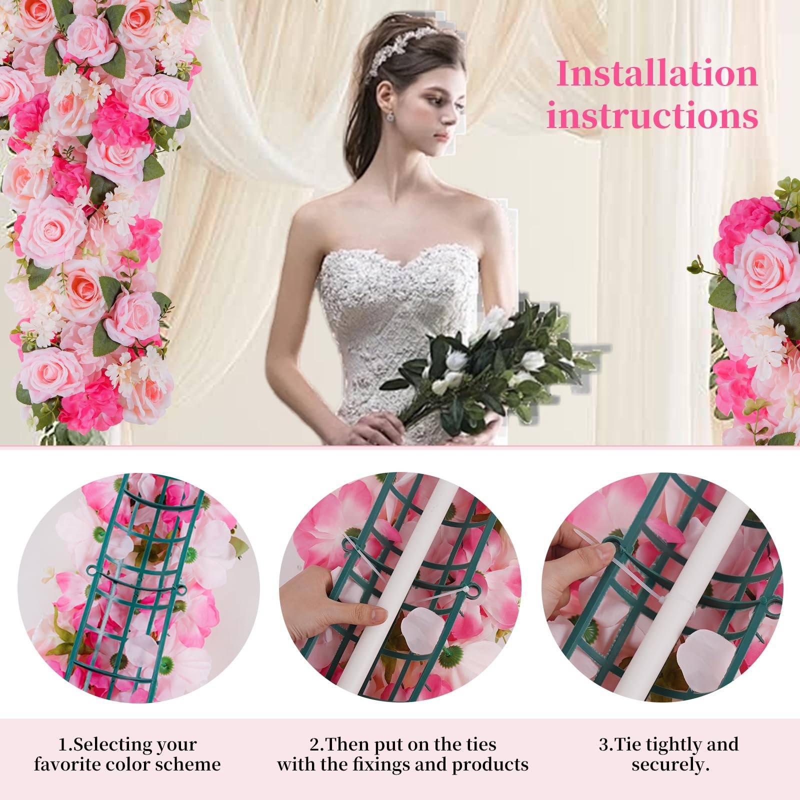 Pack of 10 Wedding Arch Decorations, 20.47 inch Artificial Flower Table Cente…