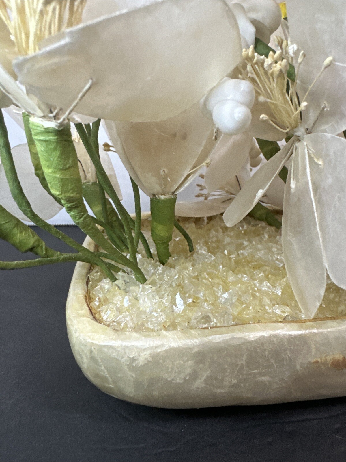 Vintage Capiz Shell & Metal Floral Standing Arrangement