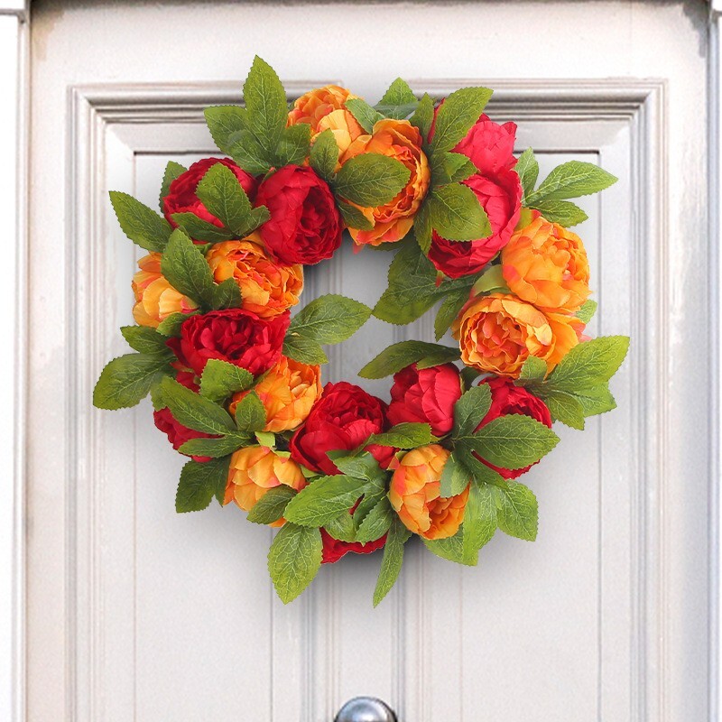 Artificial Seasonal Wreath for Front Door or Porch, Multicolor Flower