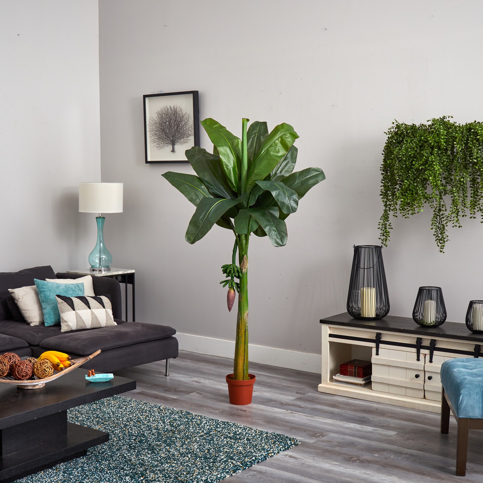 Nearly Natural 72″ Banana Silk Tree Real Touch with Tiny Sprout Bananas in Green
