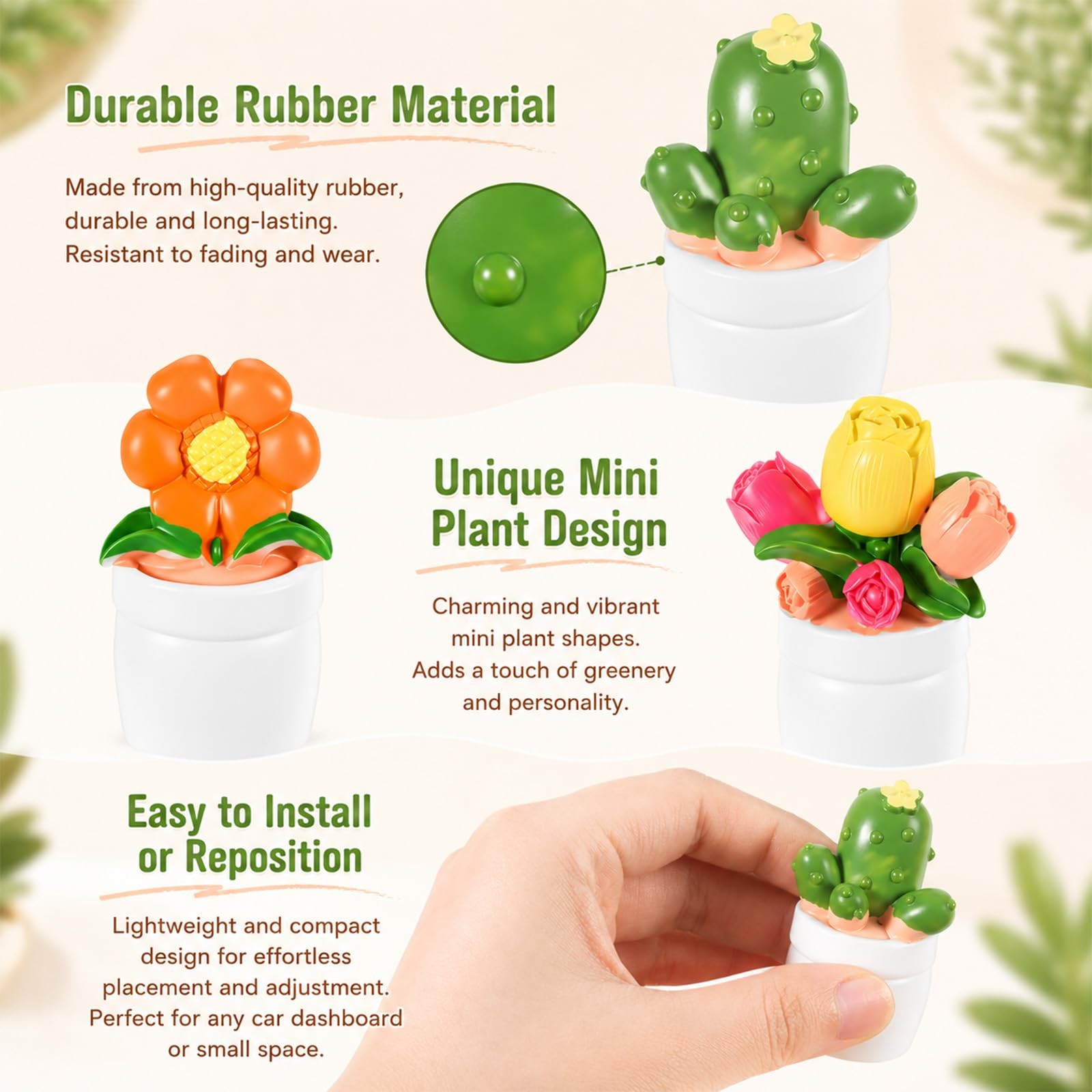 Mini Car Dashboard Decor, 5 Pack Faux Succulent Plants for Cars Interior Cute…
