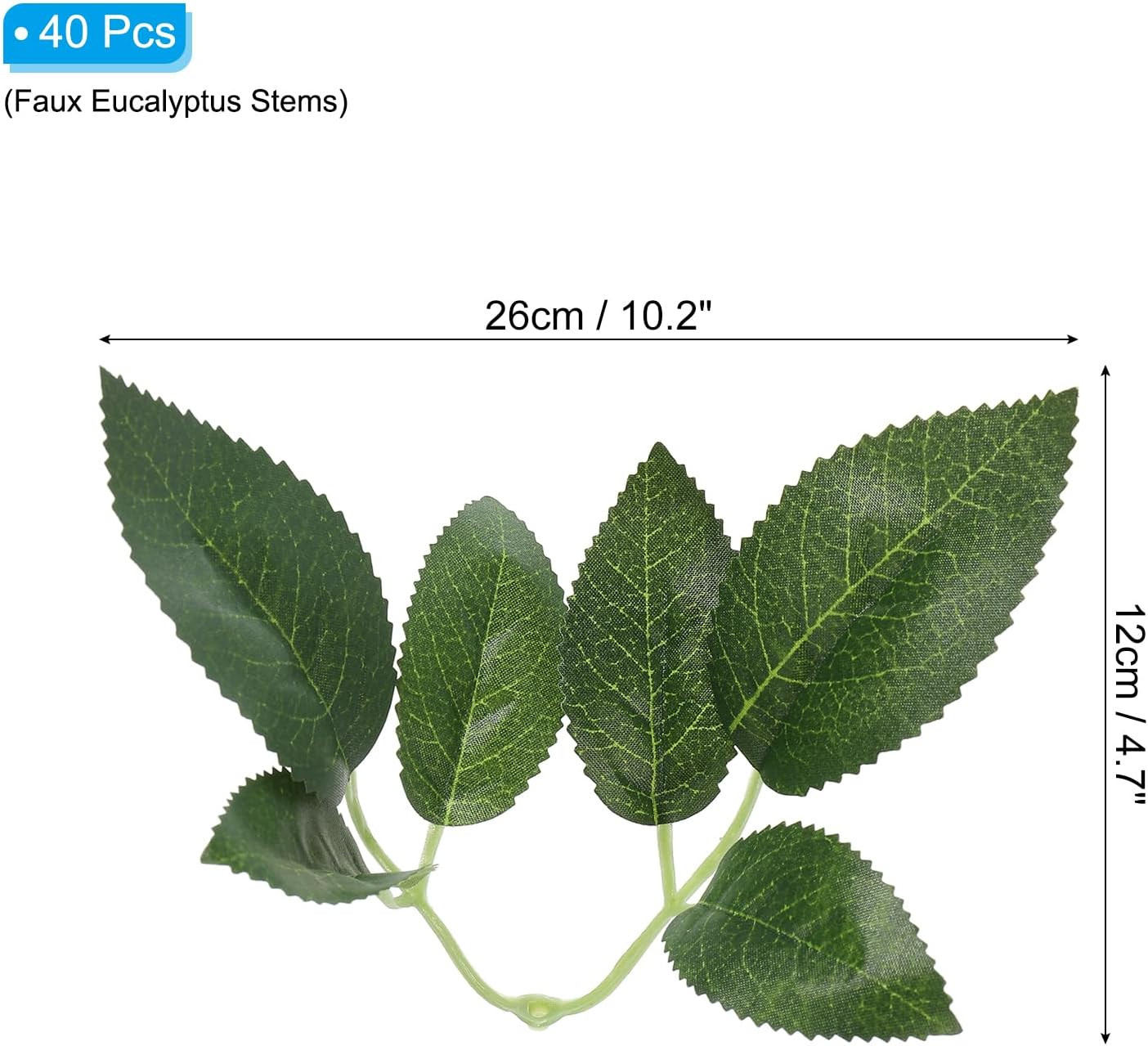 4.72X10.24 Artificial Silk Rose Leaf, 40 Pcs Artificial Greenery Leaves Fake Lea