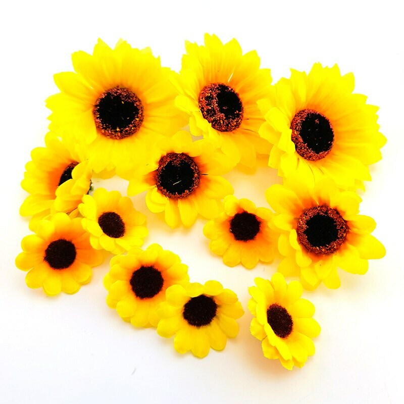 Artificial Large Head Sunflowers Fake Silk Flower Wedding Decor 10/20/50pcs