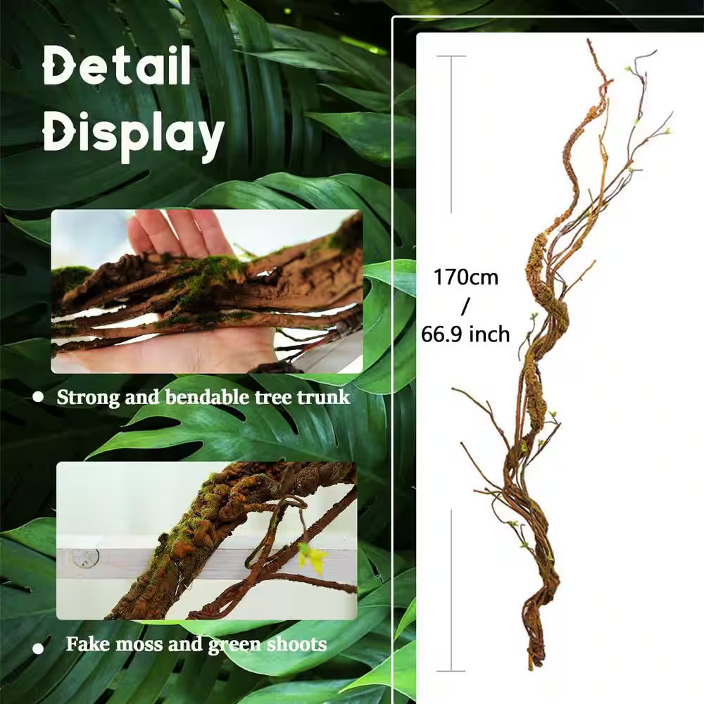 66.9 In. Brown Artificial Cherry Blossom Tree Trunk Twisted Cane Vine Foliage fo